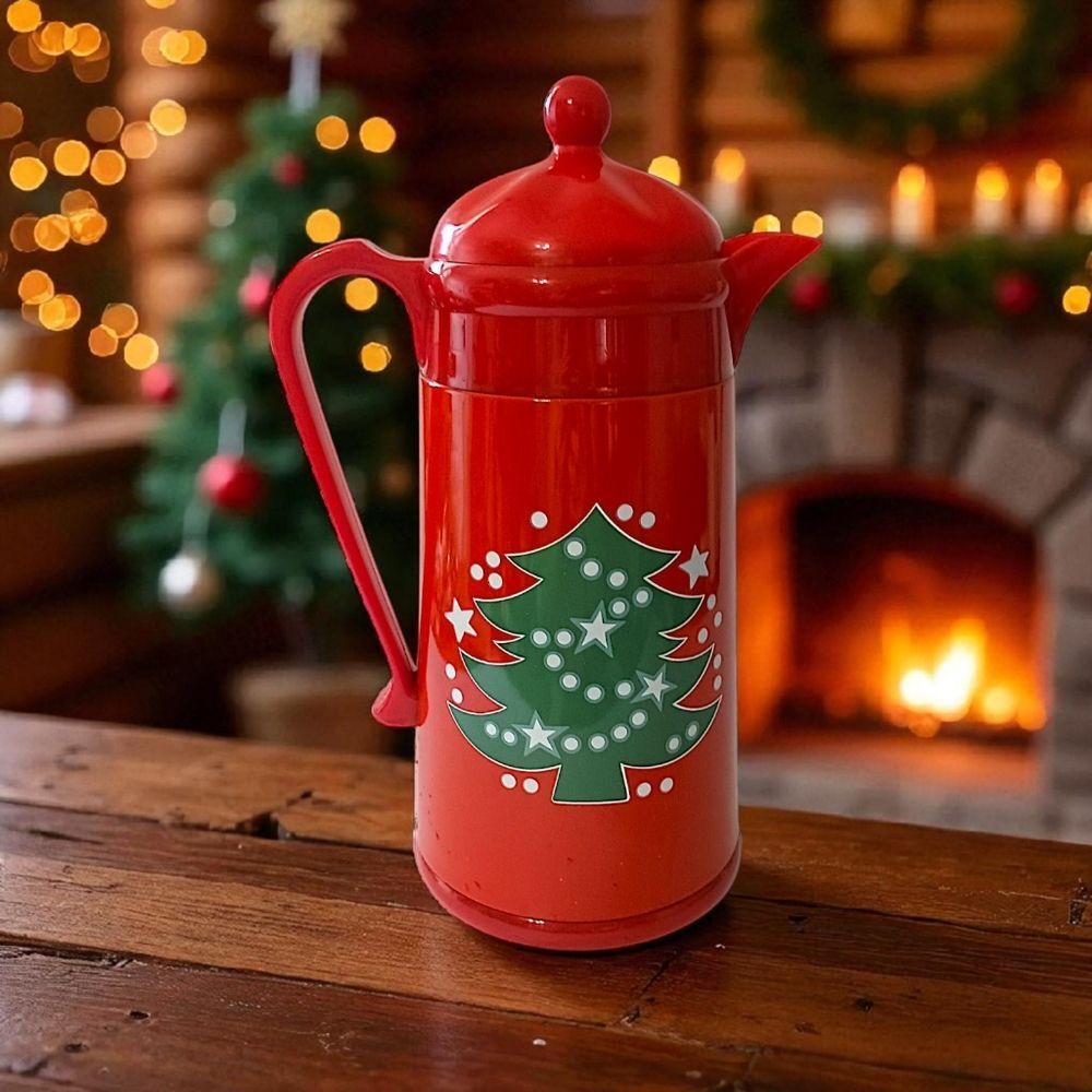 Waechtersbach Thermal Carafe Christmas Tree 1 Liter Vacuum Red Hot Cold‎ Vintage